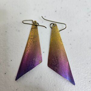 Alston Earrings Dangle Big Ombre Purple Orange Sunset Textured Geometric